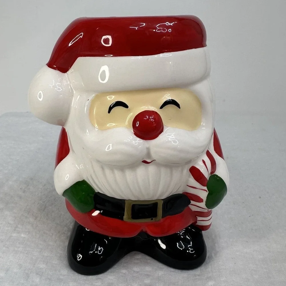 Vintage Russ Berrie Ceramic Santa Candle Holder Tea Light Christmas‎ Taiwan